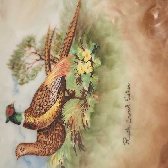 VINTAGE RUTH CROWL FISHER HAND PAINTED DECORATIVE DISH - Picture 2 of 8